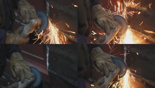 钢铁工人在工厂研磨高清在线视频素材下载