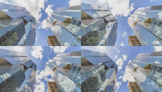 多伦多市中心的天际线办公楼，云朵的倒影高清在线视频素材下载