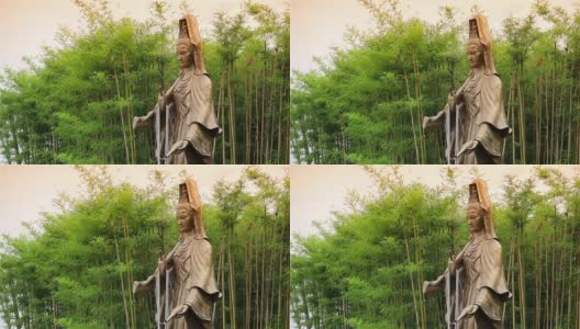 竹园中的观音塑像。高清在线视频素材下载