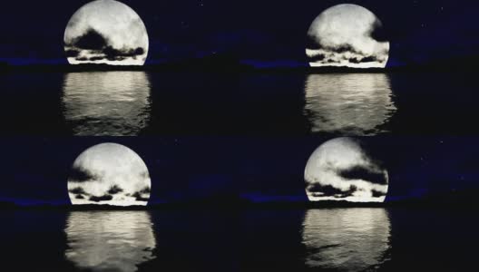 大海上美丽的大月亮的倒影高清在线视频素材下载