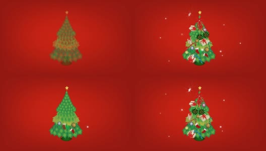 圣诞树的绿色枫叶与装饰高清在线视频素材下载