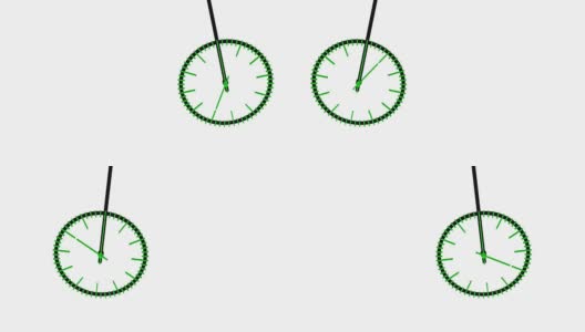 绿色钟面的黑色钟摆延时动画。高清在线视频素材下载