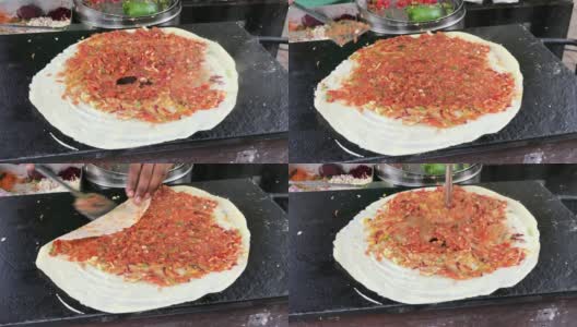 孟买街头美食场景-迈索尔马萨拉Dosa高清在线视频素材下载
