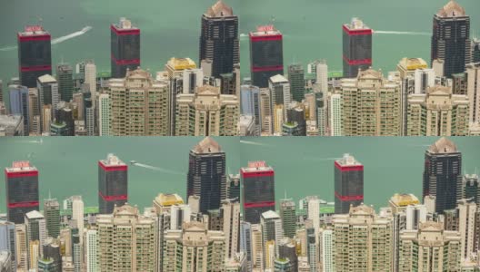 日光香港城市景观著名的维多利亚港市中心全景4k时间推移高清在线视频素材下载