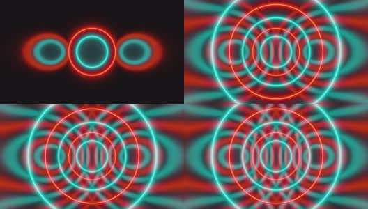 抽象氖圆形成一个无尽的隧道，由计算机生成。明亮背景的3d渲染高清在线视频素材下载