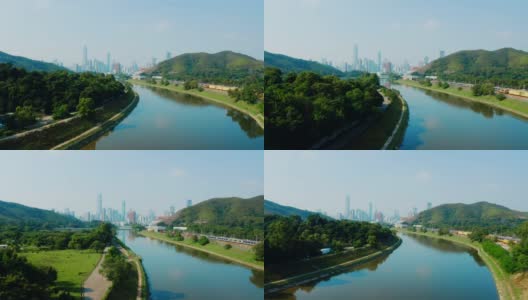 深圳河鸟瞰图(白天)高清在线视频素材下载
