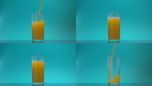 把橙汁倒入玻璃杯高清在线视频素材下载