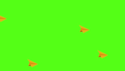 黄色飞行纸飞机动画在alpha通道(透明背景)。高清在线视频素材下载