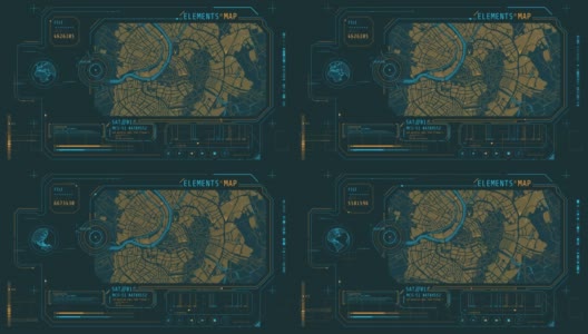 界面与城市地图在HUD风格。高清在线视频素材下载