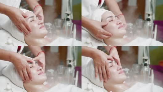 面部按摩，女性面部护理高清在线视频素材下载