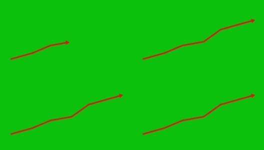 动画金融红色增长图表与趋势线图。经济增长条形图。矢量插图孤立的绿色背景。高清在线视频素材下载