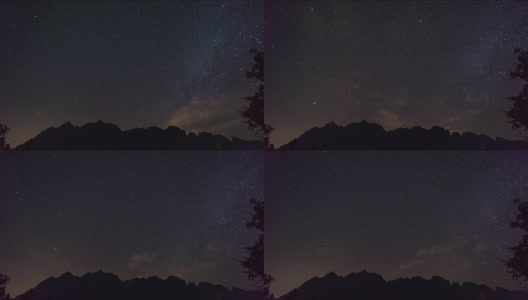 星星移动在剪影山，Doi Luang Chiang道，延时视频高清在线视频素材下载