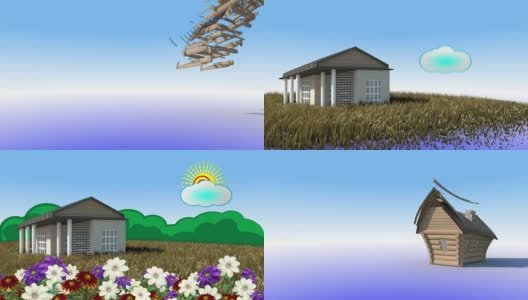 用太阳和云彩改造房子高清在线视频素材下载