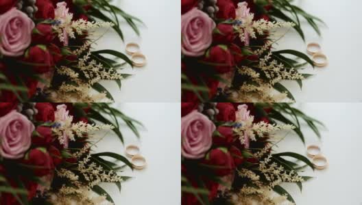 婚礼上的红玫瑰花束高清在线视频素材下载