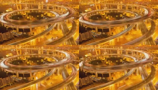 中国上海南浦大桥夜间交通高清在线视频素材下载
