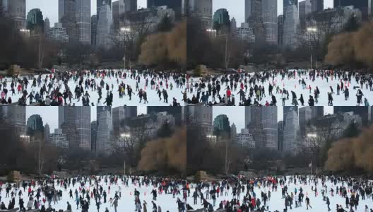 中央公园滑冰高清在线视频素材下载