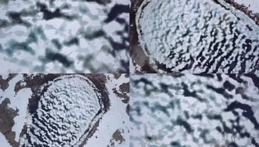 冰冻湖无人机镜头上升和旋转高清在线视频素材下载