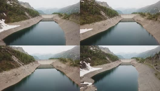 无人机鸟瞰高山人工湖弗雷戈布吉亚湖。意大利阿尔卑斯山。意大利高清在线视频素材下载