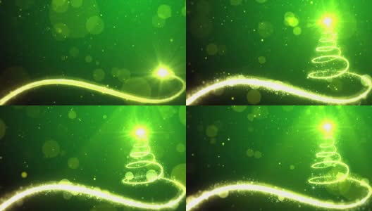 圣诞树灯的绿色背景与复制空间的文本占位符高清在线视频素材下载