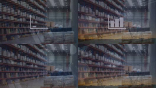 仓库货架上的统计处理动画高清在线视频素材下载