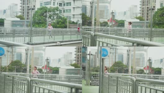 亚洲女人跑。人们早上慢跑锻炼高清在线视频素材下载