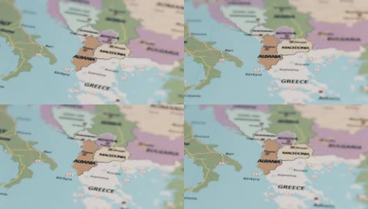 世界地图上的欧洲阿尔巴尼亚高清在线视频素材下载