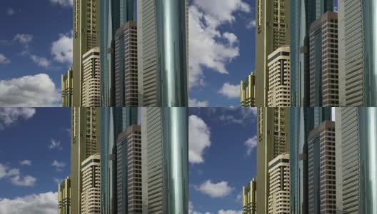 现代摩天大楼，谢赫扎耶德路，阿拉伯联合酋长国迪拜。迪拜是世界上发展最快的城市高清在线视频素材下载