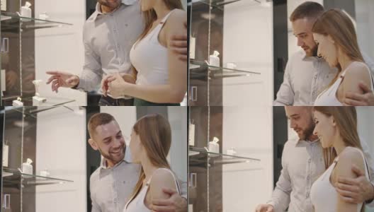 浪漫的情侣在珠宝店高清在线视频素材下载