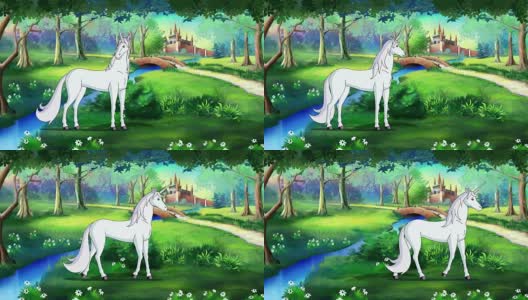 童话独角兽在魔法森林超高清高清在线视频素材下载