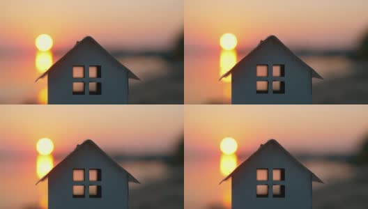 房子模型对日落高清在线视频素材下载