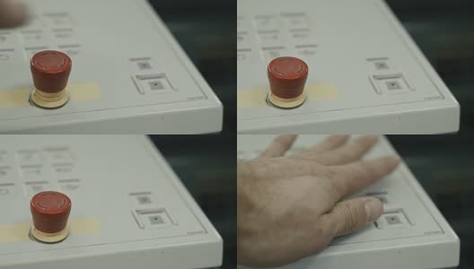 在测谎仪行业，Hand按下了面板上的红色按钮高清在线视频素材下载