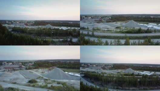 灰色砂砾堆在过时的采矿部门在傍晚高清在线视频素材下载