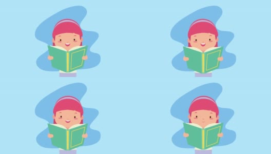 世界读书日庆祝小女孩读书高清在线视频素材下载