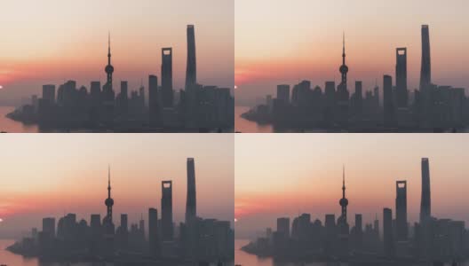 T/L ZO Shanghai Skyline at Sunrise / Shanghai, China高清在线视频素材下载
