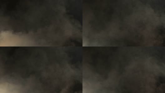 逼真的气氛灰色烟雾在黑暗的背景。慢动作中的柔雾高清在线视频素材下载