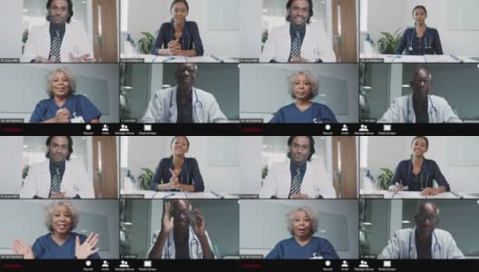 年轻男医生在视频会议上给出好消息高清在线视频素材下载