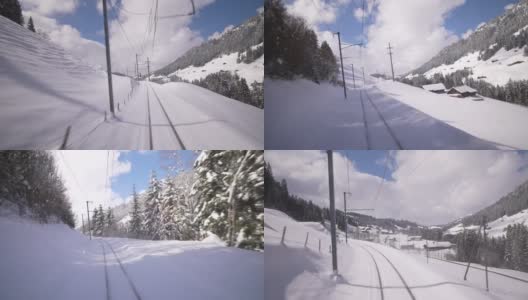 在瑞士的冬天，透过火车的窗口看风景高清在线视频素材下载