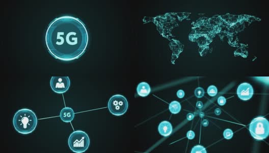 5G网络、高速移动互联网、新一代网络的概念。商业，现代技术，互联网和网络的概念高清在线视频素材下载