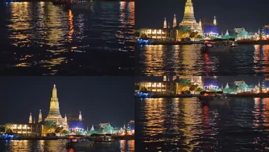 淘金:Wat Arun河上的运输高清在线视频素材下载