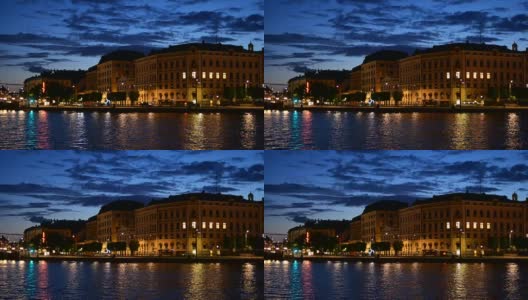 夜晚的斯德哥尔摩老城高清在线视频素材下载