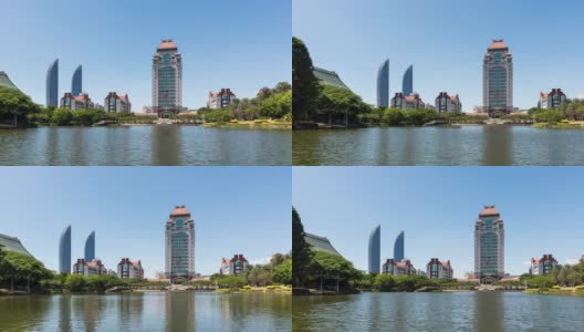 T/L WS PAN厦门大学与芙蓉湖延时/福建厦门，中国高清在线视频素材下载