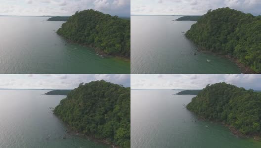 热带海洋和岛屿与波浪打破，航拍视频高清在线视频素材下载