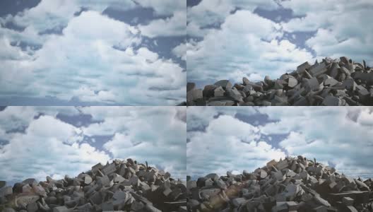 碎片岩石在天空和云的背景下高清在线视频素材下载