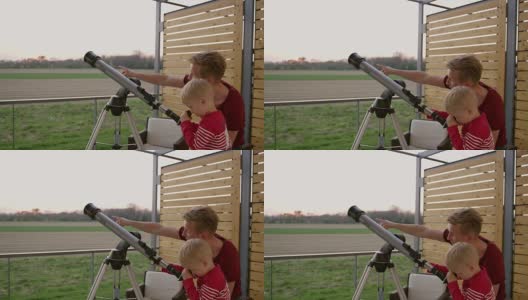父子用望远镜高清在线视频素材下载