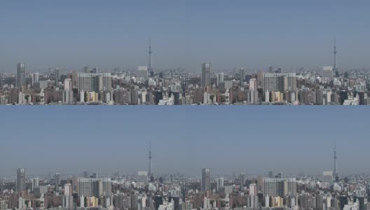 东京宽频与东京天空树蓝天高清在线视频素材下载