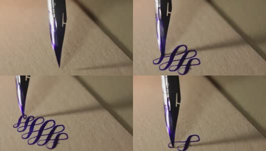 水墨笔写在纸上复古的线条特写高清在线视频素材下载