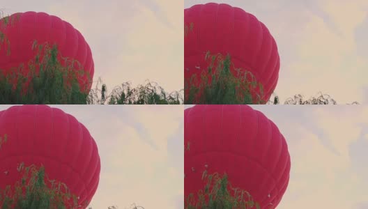热气球飞向天空，浪漫的旅行，情侣们的娱乐高清在线视频素材下载