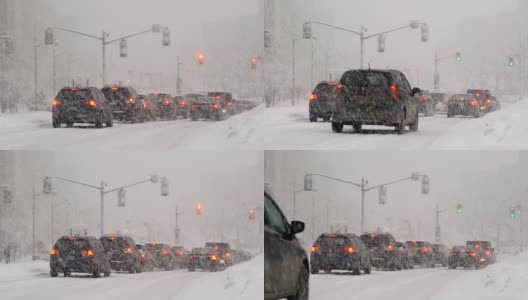 在暴风雪中开车高清在线视频素材下载