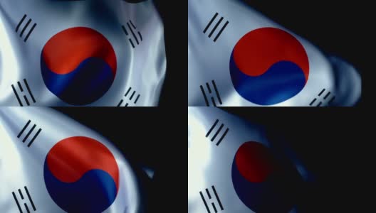 韩国国旗飘扬高清在线视频素材下载