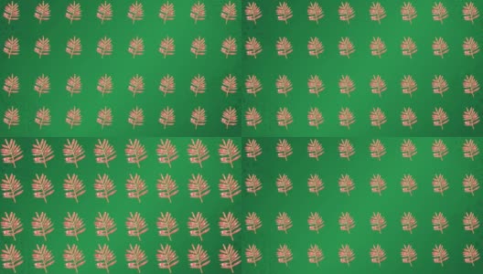 绿色背景上的红色叶子的行动画高清在线视频素材下载